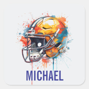 Sticker Carré Casque de football de motivation inspirante nom