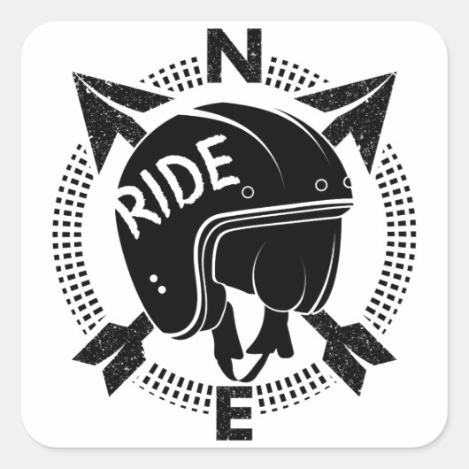 Sticker Carré Casque Retro Motorcycle (Devant)