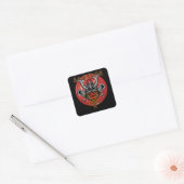 Sticker Carré Casque Samurai Rétro - Parfait Samurai Design (Enveloppe)