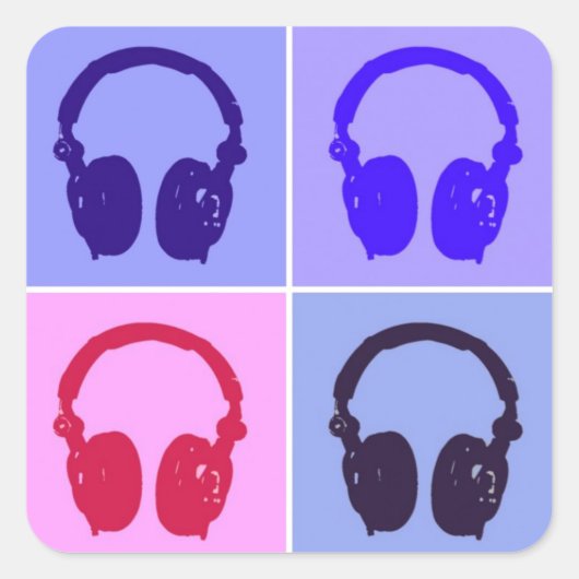 Sticker Carré Casques Pop Art (Devant)