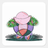 Sticker Carré Casquette aux poils de fleurs sauvages. (Devant)