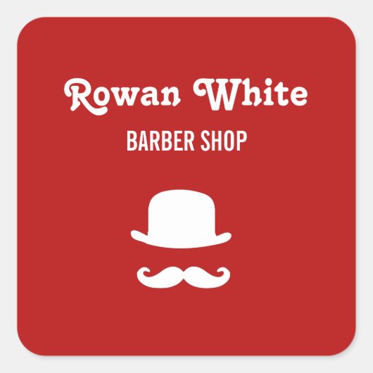 Sticker Carré Casquette blanc et mustache silhouette rouge (Devant)