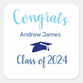 Sticker Carré Casquette bleue 2023 - Félicitations (Devant)