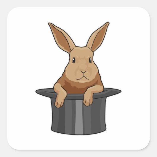Sticker Carré Casquette magicien lapin (Devant)