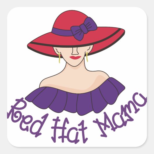 Sticker Carré Casquette rouge Mama (Devant)
