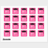 Sticker Carré Casquette & tassel classe rose année remise de dip (Feuille)