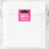 Sticker Carré Casquette & tassel classe rose année remise de dip (Sac)