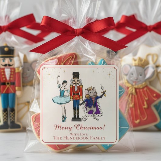 Sticker Carré Casse-Noisette de Noël festif et joyeux Ballet