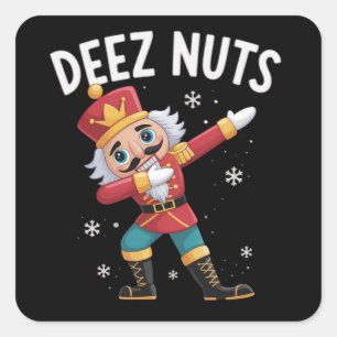 Sticker Carré Casse-noix Deez Nuts Noël drôle