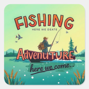 Sticker Carré Casting in Adventure : Une expédition de pêche