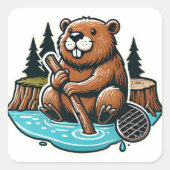 Sticker Carré Castor industriel Brown occupé (Devant)