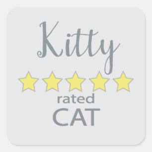 Sticker Carré Cat 5 étoiles