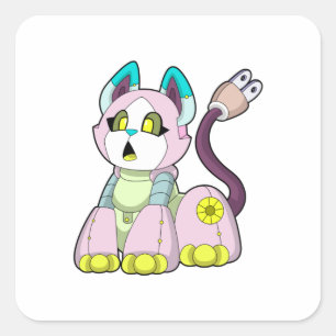 Sticker Carré Cat as robot