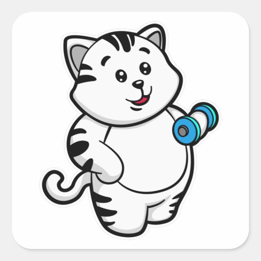 Sticker Carré Cat Biceps formation avec Dumbbell (Devant)