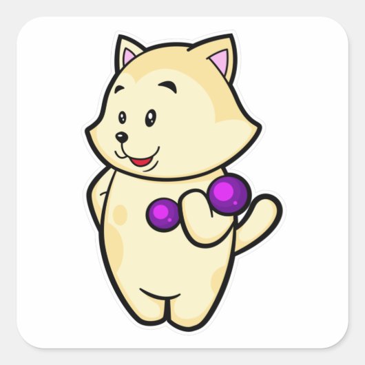 Sticker Carré Cat Biceps formation avec Dumbbell (Devant)