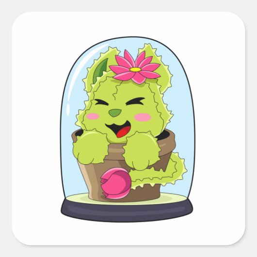 Sticker Carré Cat Cactus (Devant)