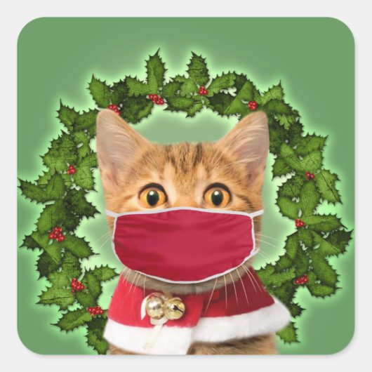 Sticker Carré Cat de Christmas (Devant)