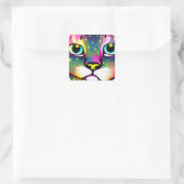 Sticker Carré Cat Face Close Pop Art (Sac)