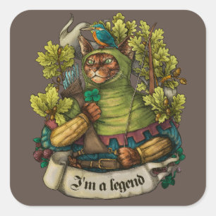 Sticker Carré Cat Knight vintage impression