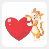 Sticker Carré Cat Love (Devant)