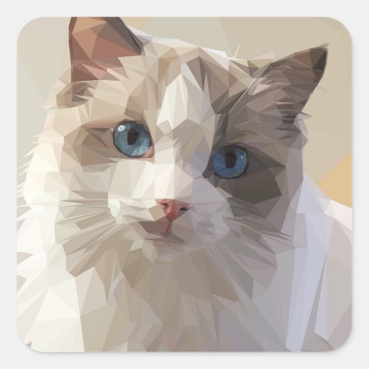 Sticker Carré Cat lowpoly art (Devant)