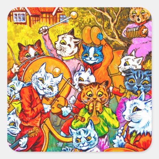 Sticker Carré Cat Musical Band (Devant)
