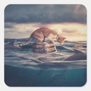 Sticker Carré Cat Nap Dream ou cauchemar