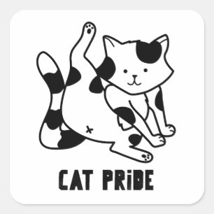 Sticker Carré Cat Pride Funny Chat Silencieux Noir et Blanc Chat