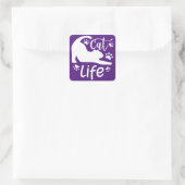 Sticker Carré Cat Stretching Life Paws Enveloppe fermeture (Sac)