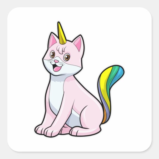 Sticker Carré Cat Unicorn (Devant)