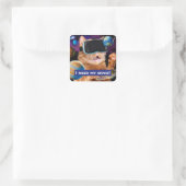 Sticker Carré Cat VR dans l'espace (Sac)