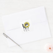 Sticker Carré Cat with sunflower (Enveloppe)