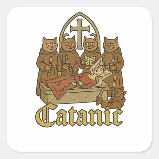 Sticker Carré Catanic - Mème de culte de chat médiéval (Devant)