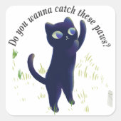 Sticker Carré Catch These Paws – Playful Midnight Kitty (Devant)