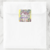 Sticker Carré Câteau à la licorne Rainbow Saupoudrer jaune (Sac)