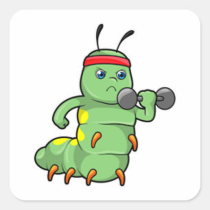 Sticker Carré Caterpillar at Strength entraînement avec Dumbbell