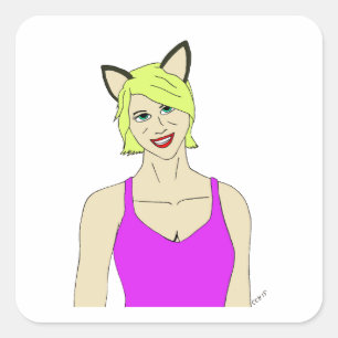 Sticker Carré catgirl