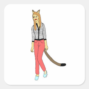 Sticker Carré catgirl