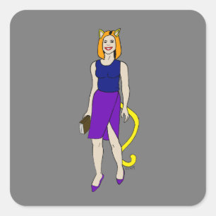 Sticker Carré catgirl
