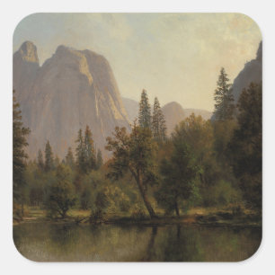 Sticker Carré Cathedral Rocks, Yosemite Valley Albert Bierstadt