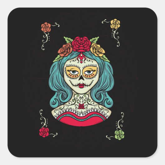Sticker Carré Catrina Día de Muertos Web (Devant)