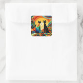 Sticker Carré Cats on Bright and Colorful Background, (Sac)