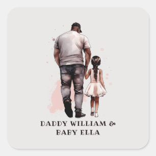 Sticker Carré Caution père et fille noire (8)