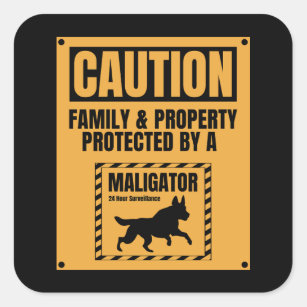 Sticker Carré Caution Propriété Familiale Protégée Par Maligator
