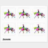 Sticker Carré Cavalier Coloré (Feuille)