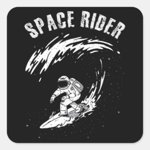 Sticker Carré Cavalier de l'espace Astronaute en surf