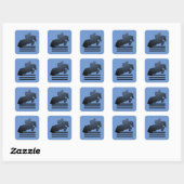 Sticker Carré Cavalier franchissant un obstacle. (Feuille)