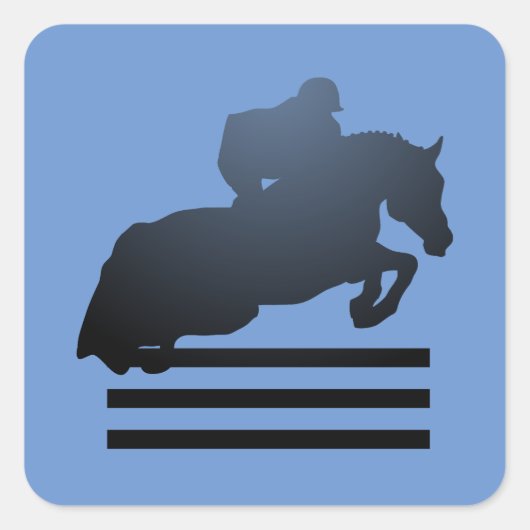 Sticker Carré Cavalier franchissant un obstacle. (Devant)