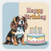 Sticker Carré Cavalier King Charles Spaniel Chien Coloré (Devant)