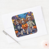 Sticker Carré Cavalier King Charles Spaniel Costumes d'Halloween (Enveloppe)